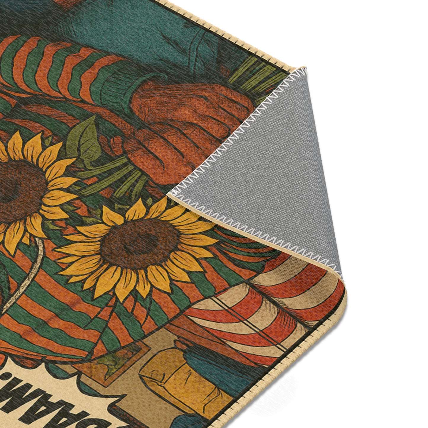 Vinyl Area Rug featuring Tyler The Creator with Sunflowers - Home Decor for Music Lovers